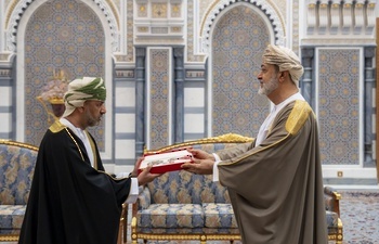 HM The Sultan confers the Order of Al Rusukh (2nd Grade) on HH Sayyid Dr. Fahad bin Al Julanda Al Said, Vice-Chancellor of Sultan Qaboos University.